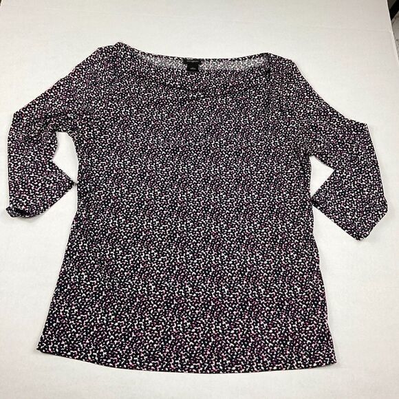 Ann Taylor Cowl Neck Blouse Printed Stretch Business Casual 3/4 Sleeve Top LARGE - Picture 1 of 11